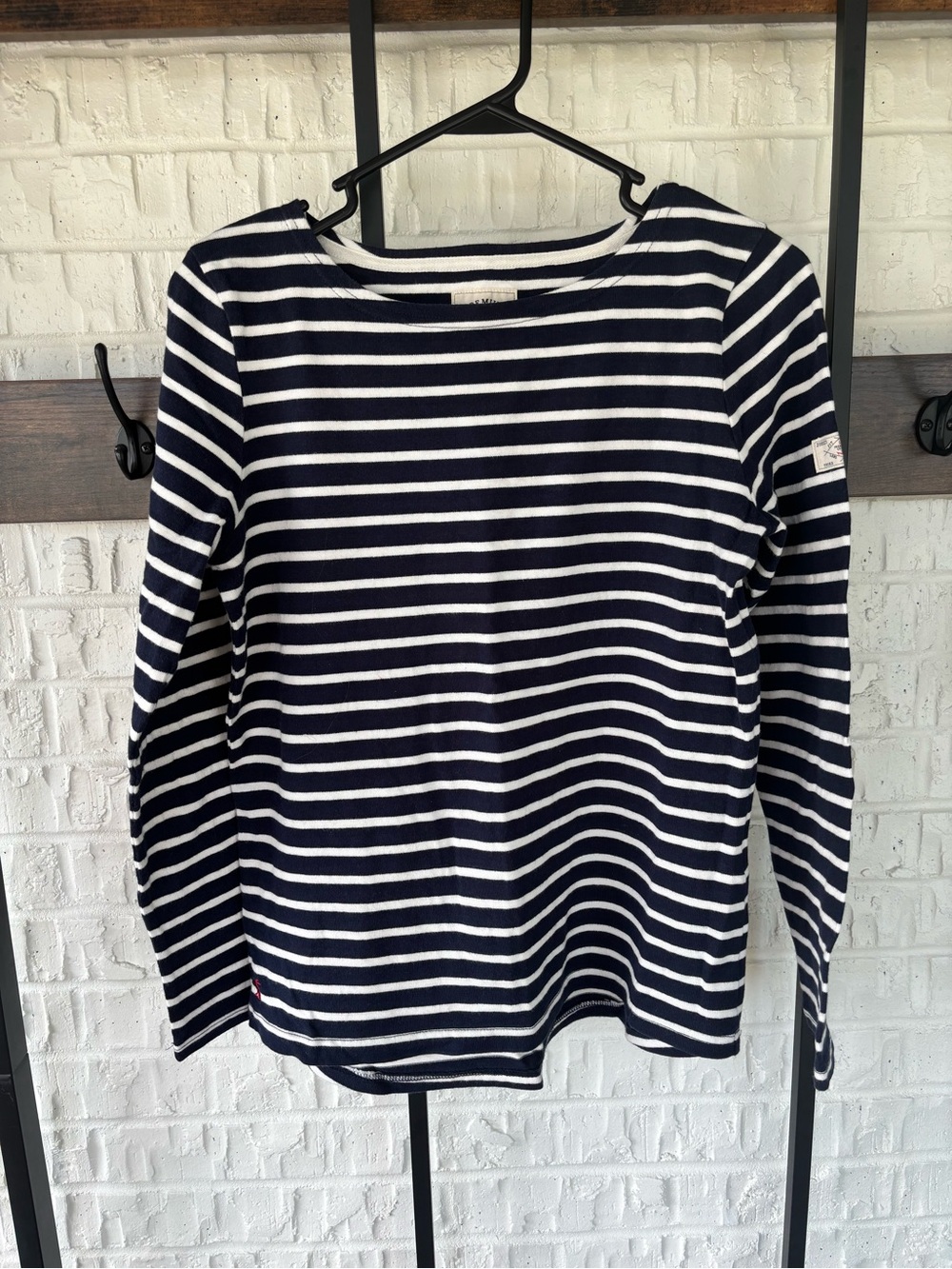 Joules Navy and White Striped Boatneck Sweater